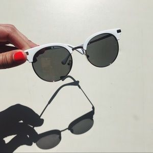 NEW Horn Rim White and Gold Sunglasses